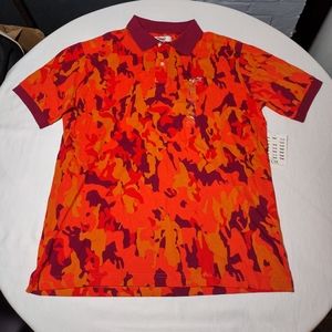 Retro Fox Burgundy and Reds Autumn Camouflage Cotton Polo Shirt